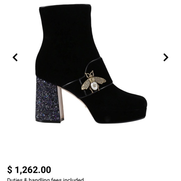 Gucci Black Velvet Boots w/ Vintage Bee - Picture 11 of 11